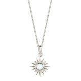 Solar Eclipse Silver Necklace, Lunar Eclipse Silver Opal Necklace, Opal Silver Necklace, October Birthstone Sun Necklace, Opal Silver Sun Necklace, Eclipse Necklace