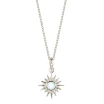 Solar Eclipse Silver Necklace, Lunar Eclipse Silver Opal Necklace, Opal Silver Necklace, October Birthstone Sun Necklace, Opal Silver Sun Necklace, Eclipse Necklace