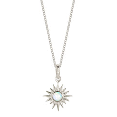 Solar Eclipse Silver Necklace, Lunar Eclipse Silver Opal Necklace, Opal Silver Necklace, October Birthstone Sun Necklace, Opal Silver Sun Necklace, Eclipse Necklace