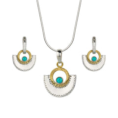 Turquoise Fan Necklace and Earring Set