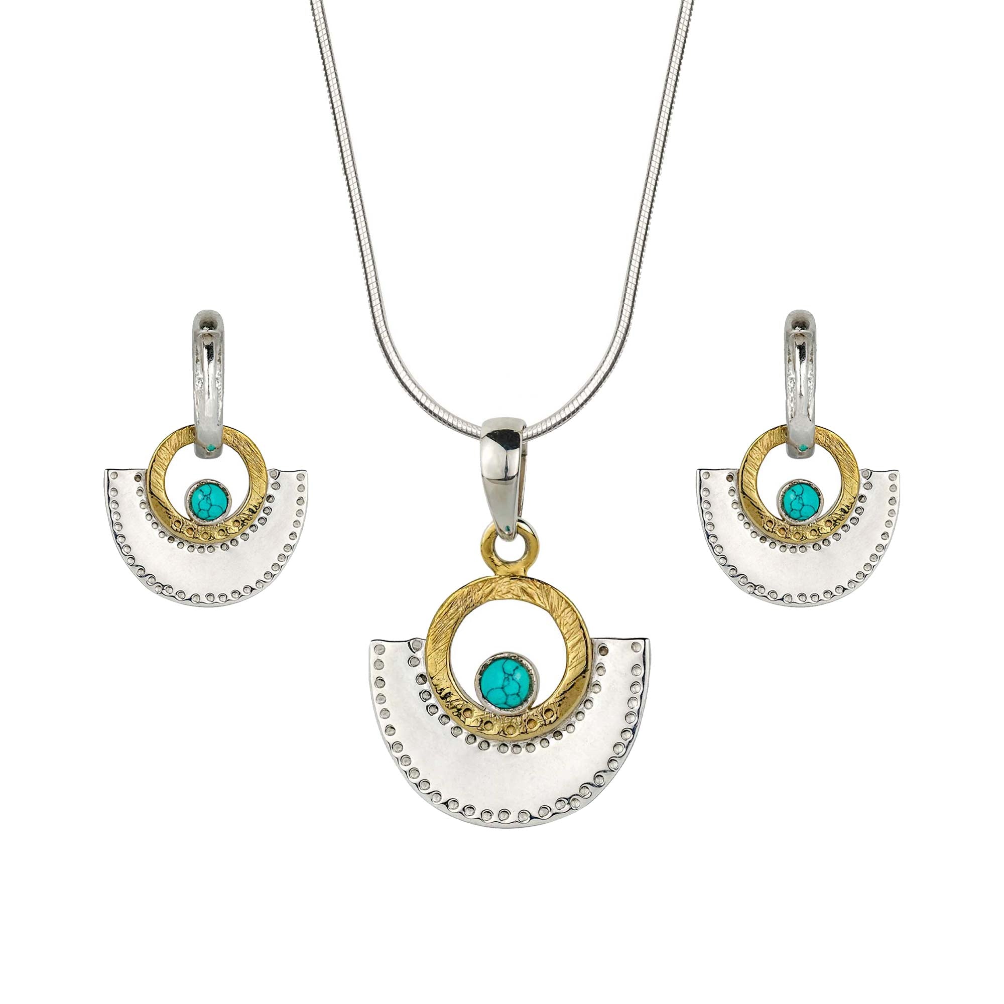 Turquoise Fan Necklace and Earring Set