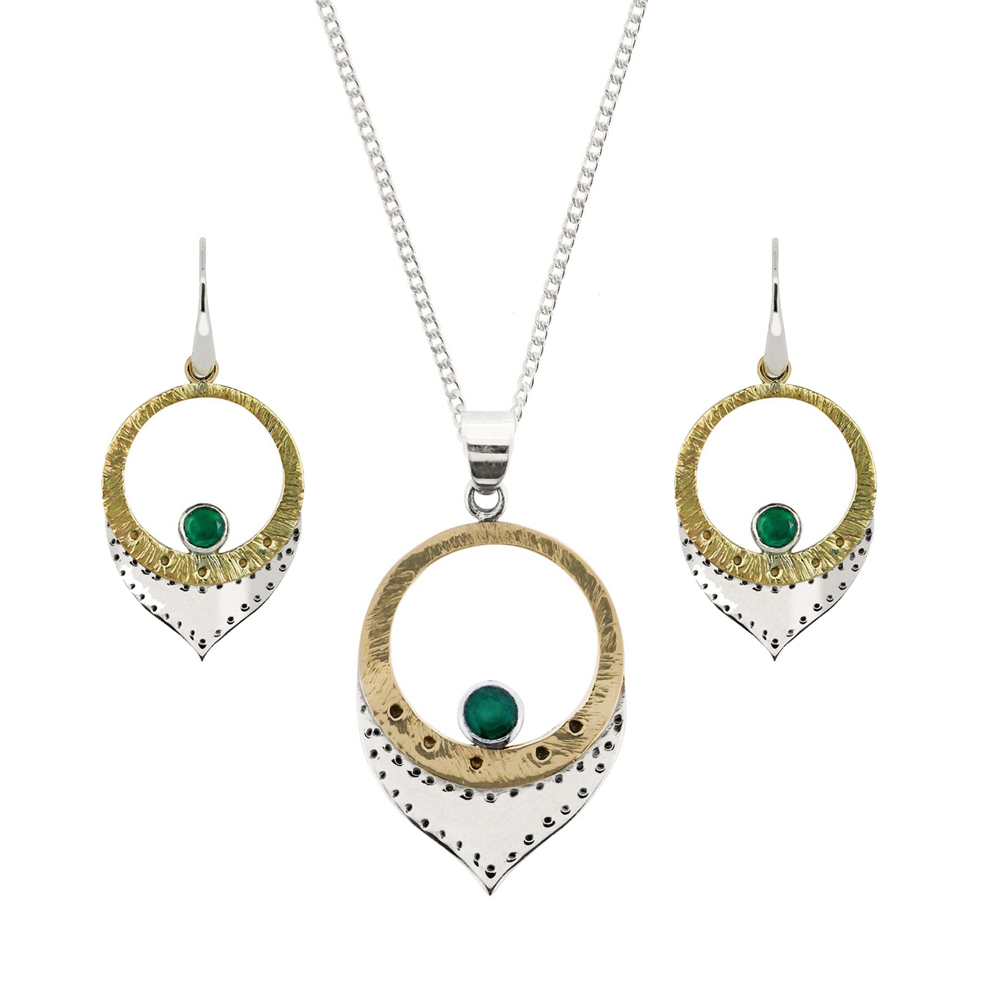 Sundar Green Onyx Necklace and Earrings Set