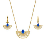 Gold Beaded Kyanite Necklace and Earring Set