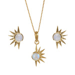 Gold Moonstone Necklace and Earring Set