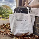 White tote bag with 'Charlotte's Web' branding, White Tote Bag, Large White Tote Bag, Cream Tote Bag, White Tote Bag with Quote