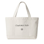 White Tote Bag with Charlotte's Web Logo and Quote, Large Cotton Tote Bag, Large Tote Bag, Cream Tote Bag, Beach Bag, Yoga Bag, Gym Bag