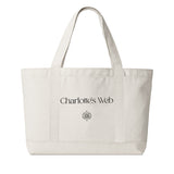 White Tote Bag with Charlotte's Web Logo and Quote, Large Cotton Tote Bag, Large Tote Bag, Cream Tote Bag, Beach Bag, Yoga Bag, Gym Bag