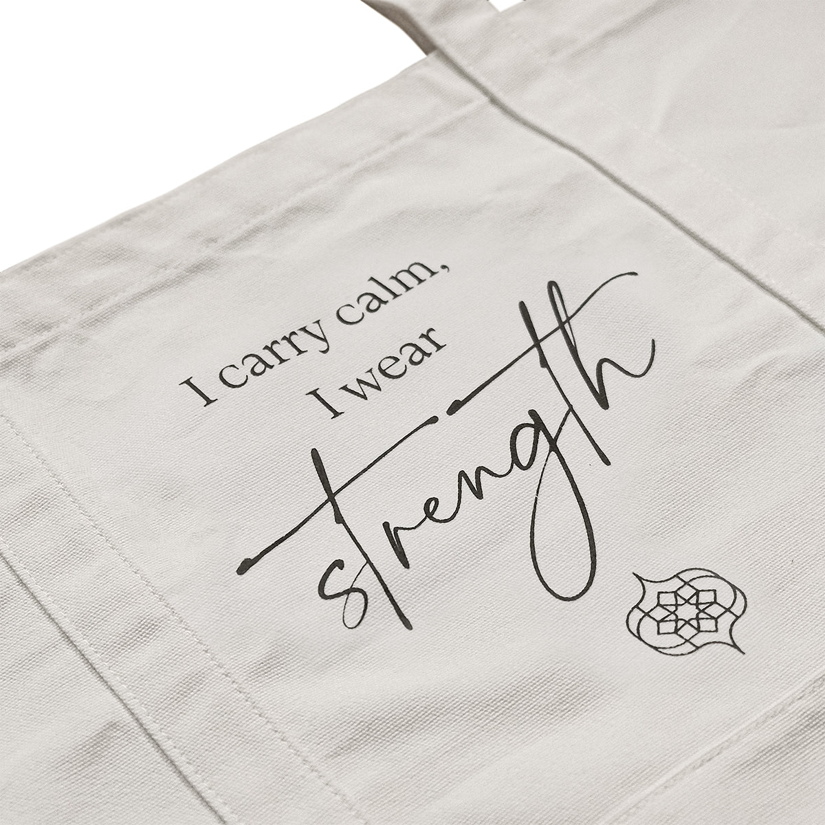Calm and Strength Tote Bag, Beach Bag, Yoga Bag, Pilates Bag, Gym Bag, Cotton Tote Bag, Large Tote Bag