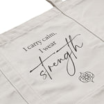 Calm and Strength Tote Bag, Beach Bag, Yoga Bag, Pilates Bag, Gym Bag, Cotton Tote Bag, Large Tote Bag