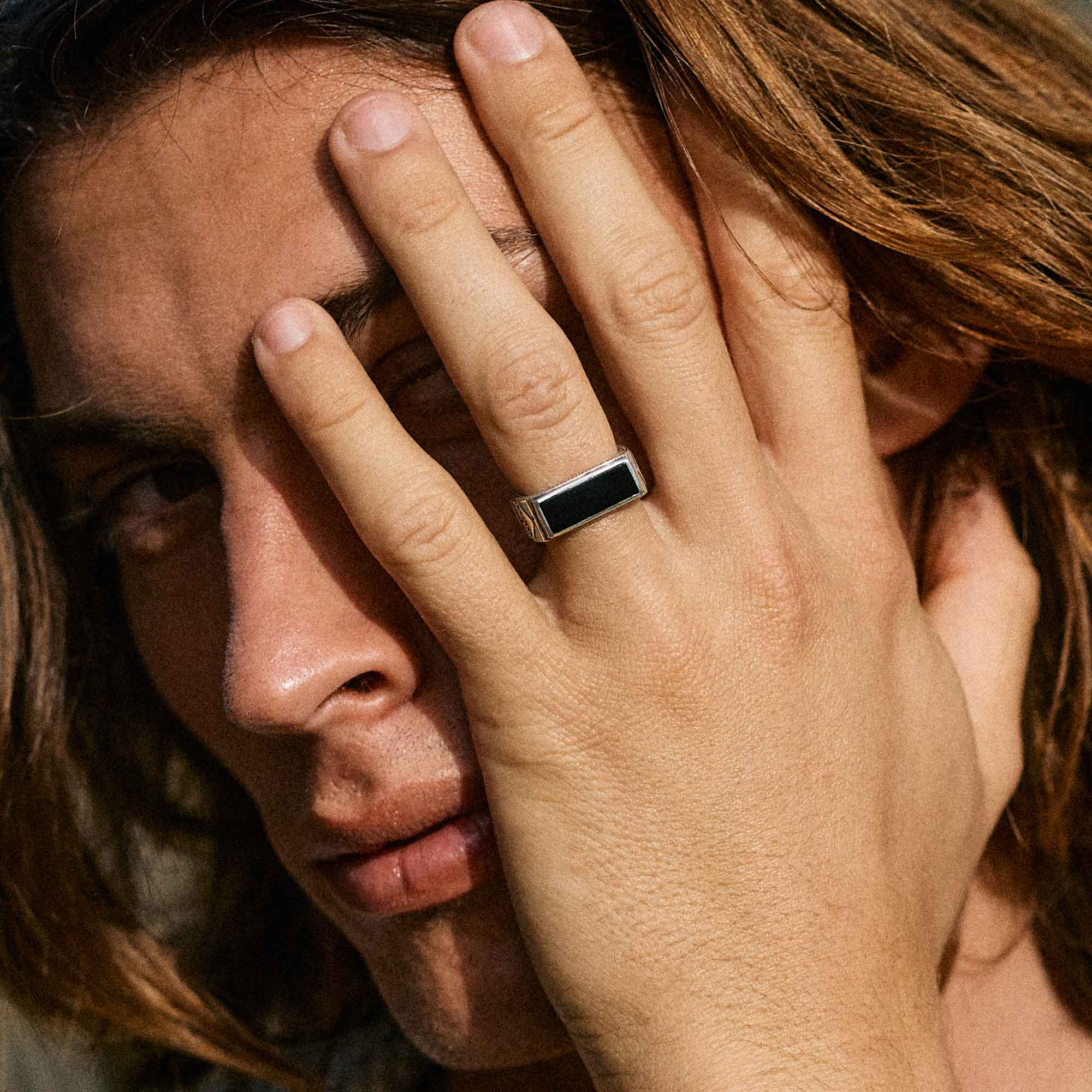 Black Onyx Aztec Signet Ring