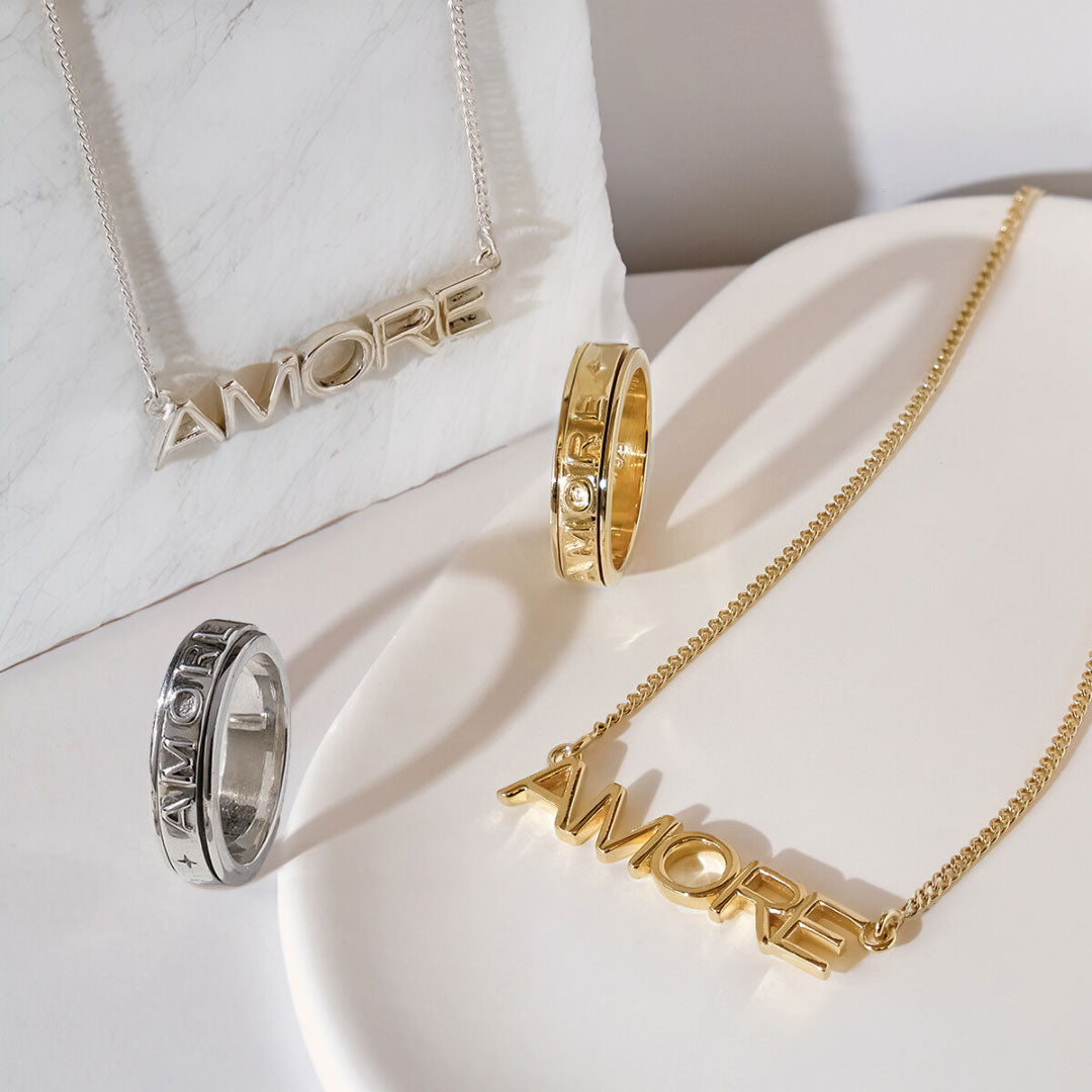 Amore Word Silver and Gold Jewellery