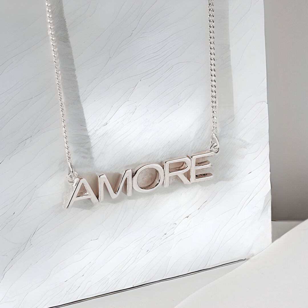 Amore Word Silver Necklace