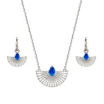 Surya Silver and Kyanite Beaded Necklace and Hoop Earrings Set