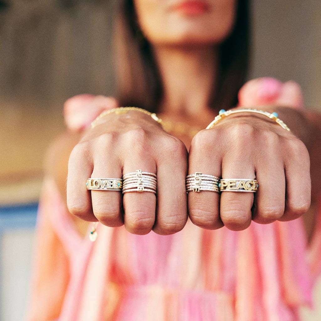 Peace and Love Stacking Rings