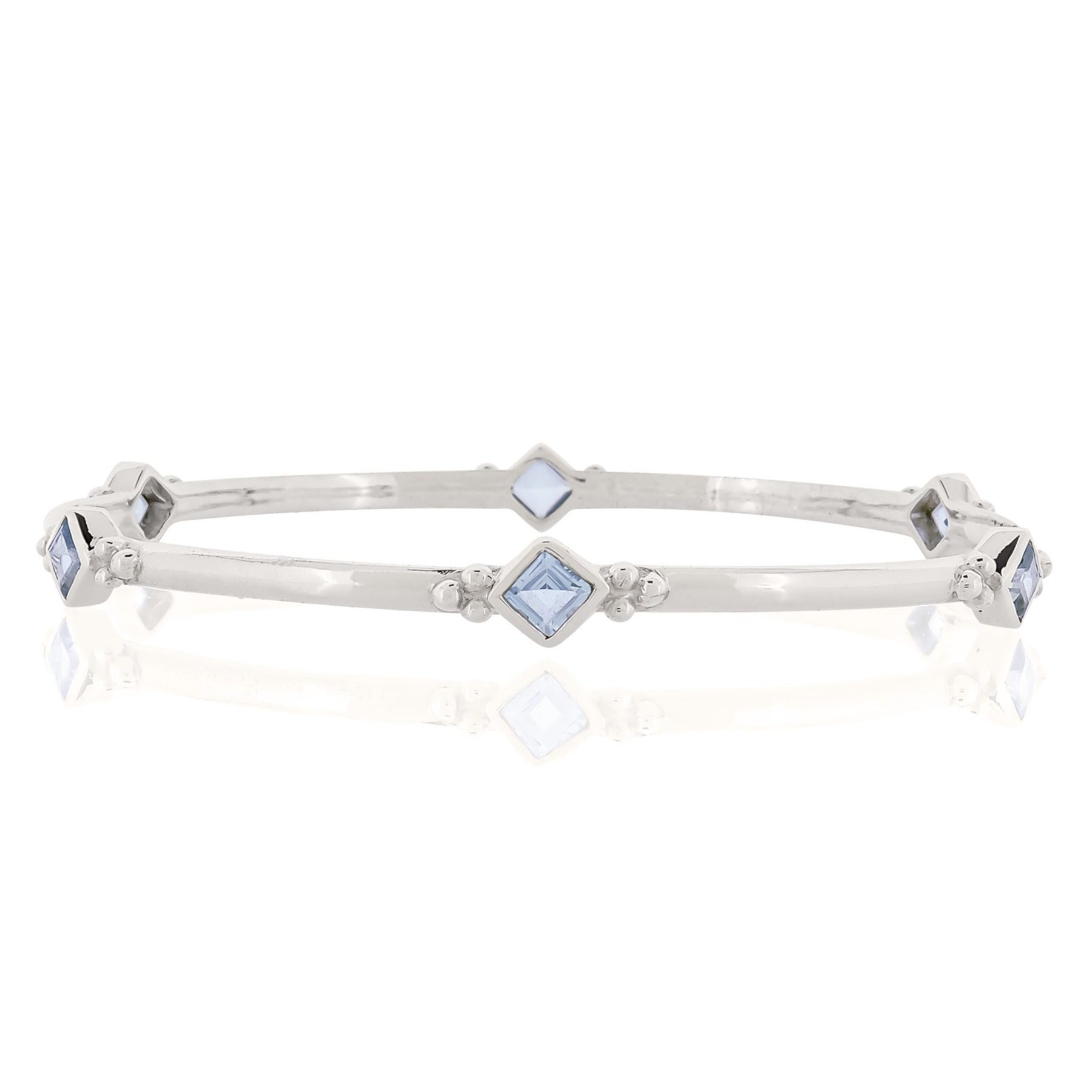 Divinity Princess Silver Blue Topaz Stacking Bangle