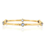 Gold Vermeil Blue Topaz bangle, November birthstone bangle, square Blue Topaz bangle