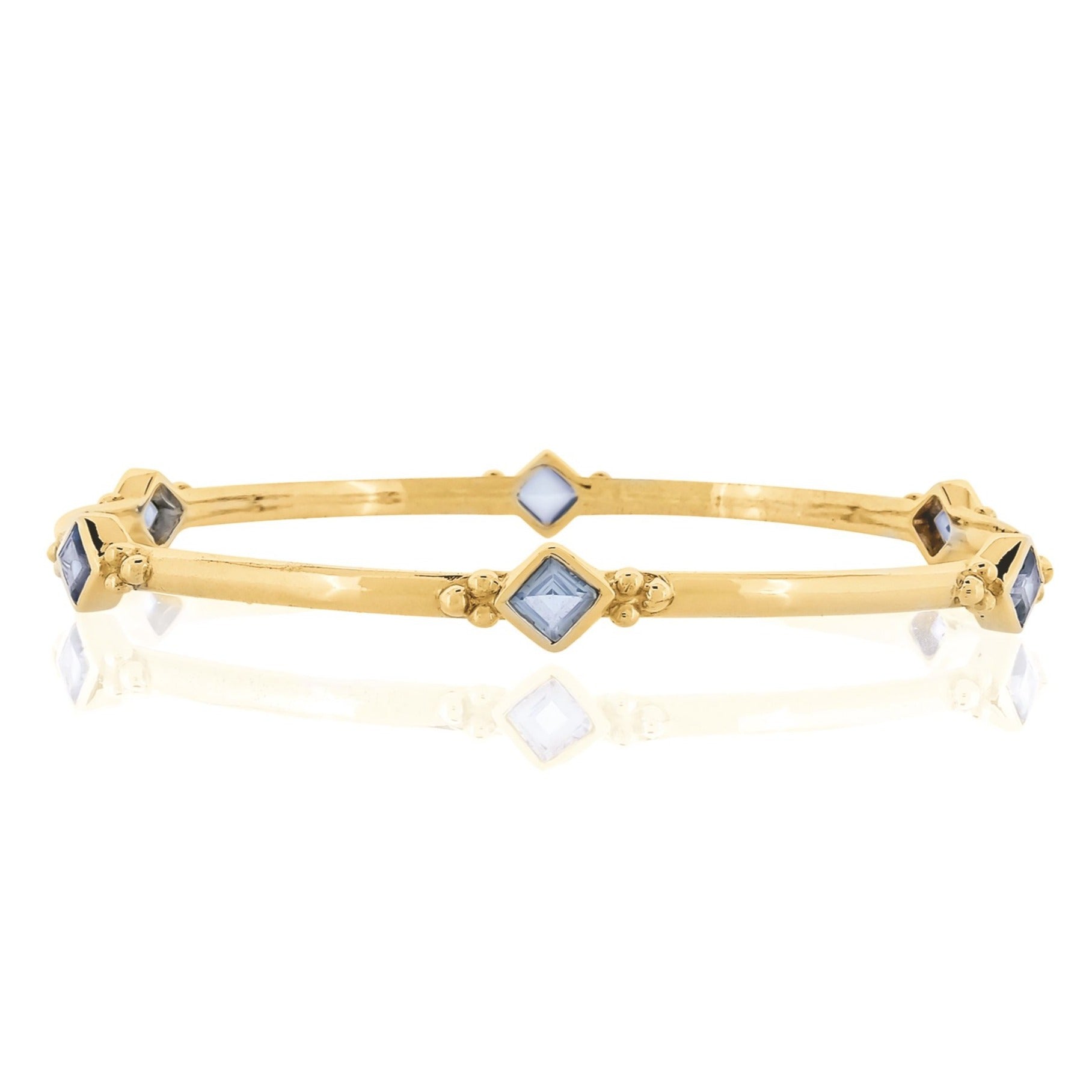 Gold Vermeil Blue Topaz bangle, November birthstone bangle, square Blue Topaz bangle