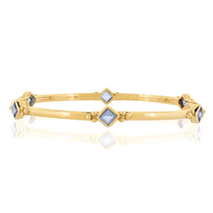 Gold Vermeil Blue Topaz bangle, November birthstone bangle, square Blue Topaz bangle