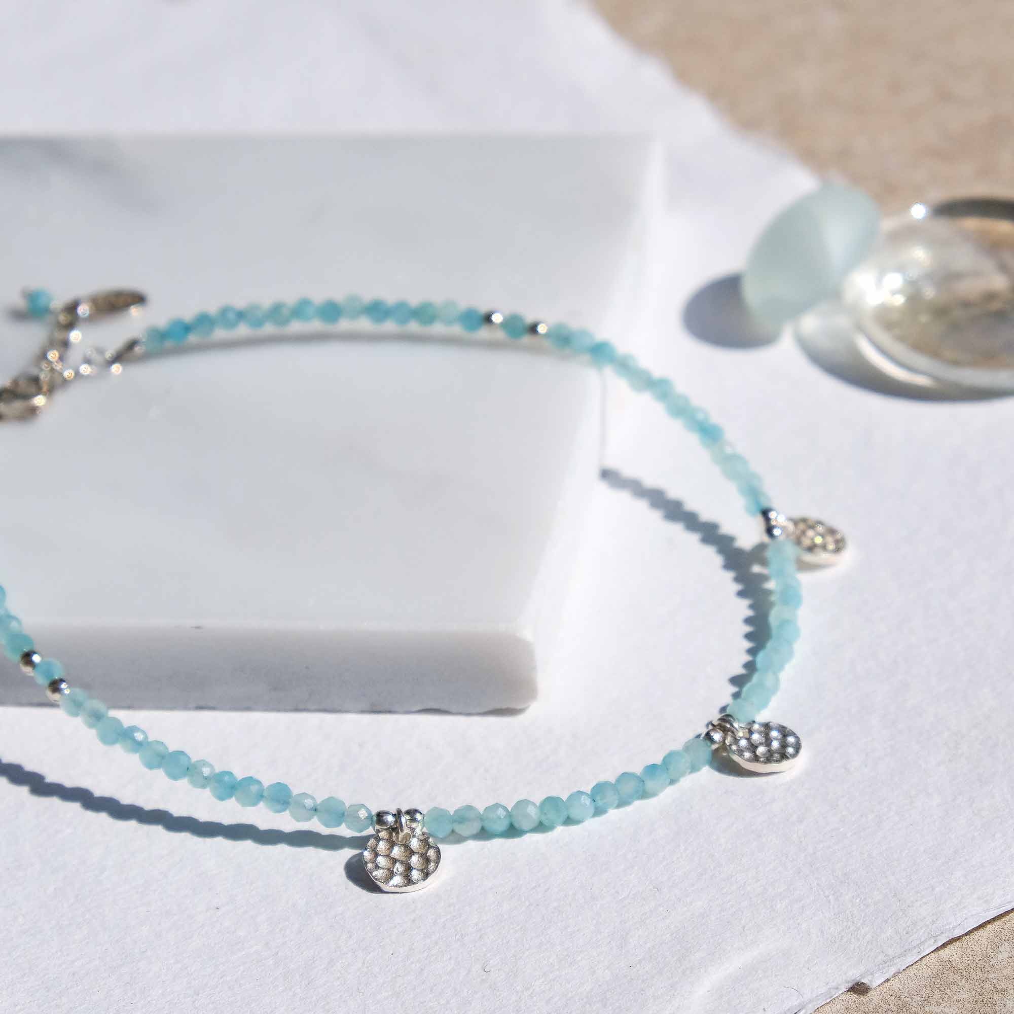 Gemstone Silver Ankle Bracelet