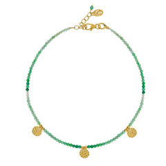 Green Onyx and Gold Disc Anklet