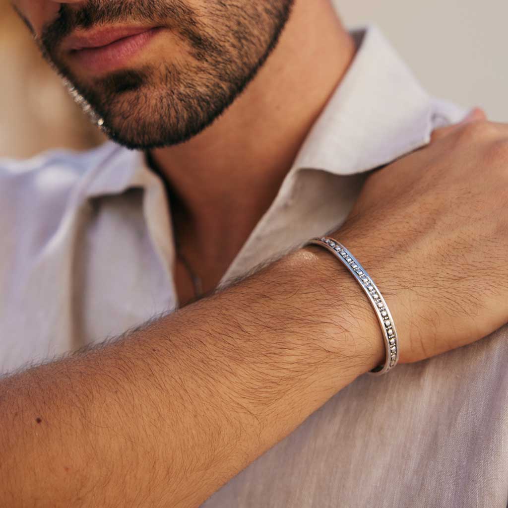 Maharani Men's Silver Open Bracelet