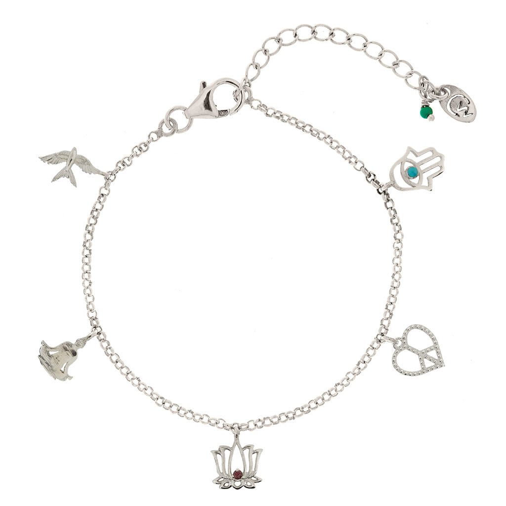 Peace, Love and Freedom Charm Bracelet