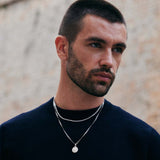 Lakshmi Hammered Disc Men's Necklace Cuban Chain