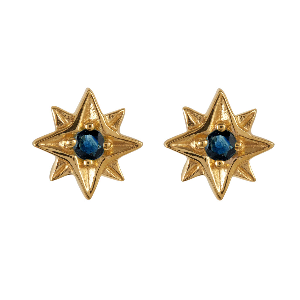 GUIDING NORTH STAR STUDS - GOLD & SAPPHIRE