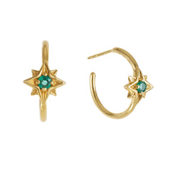 Emerald star earrings
