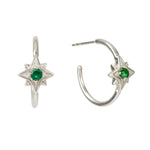 Guiding North Star Emerald Hoop Earrings