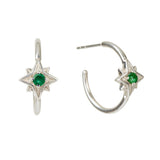 Guiding North Star Emerald Hoop Earrings