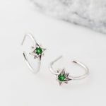 Guiding North Star Emerald Hoop Earrings