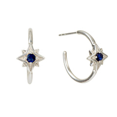 Guiding North Star Sapphire Hoop Earrings