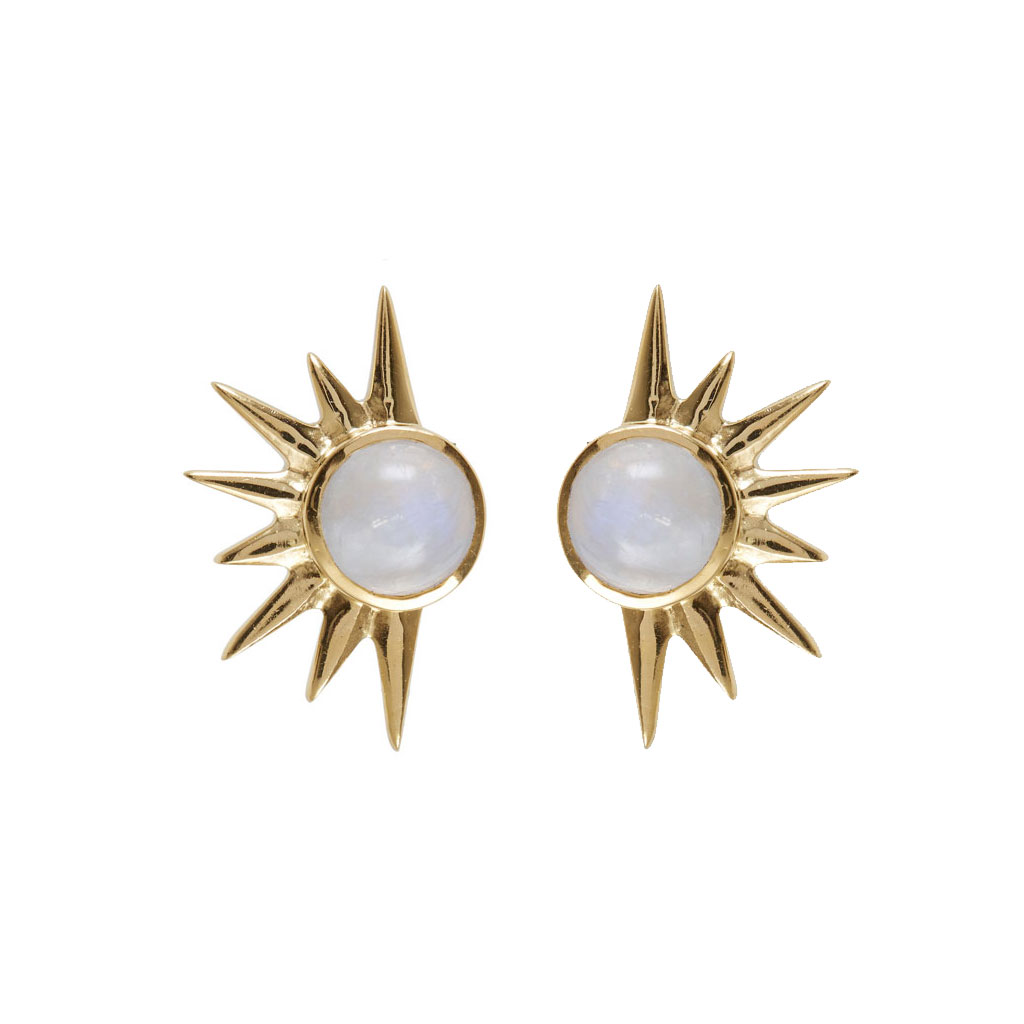Total Eclipse Stud Earrings - gold Moonstone