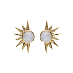 Total Eclipse Stud Earrings - gold Moonstone