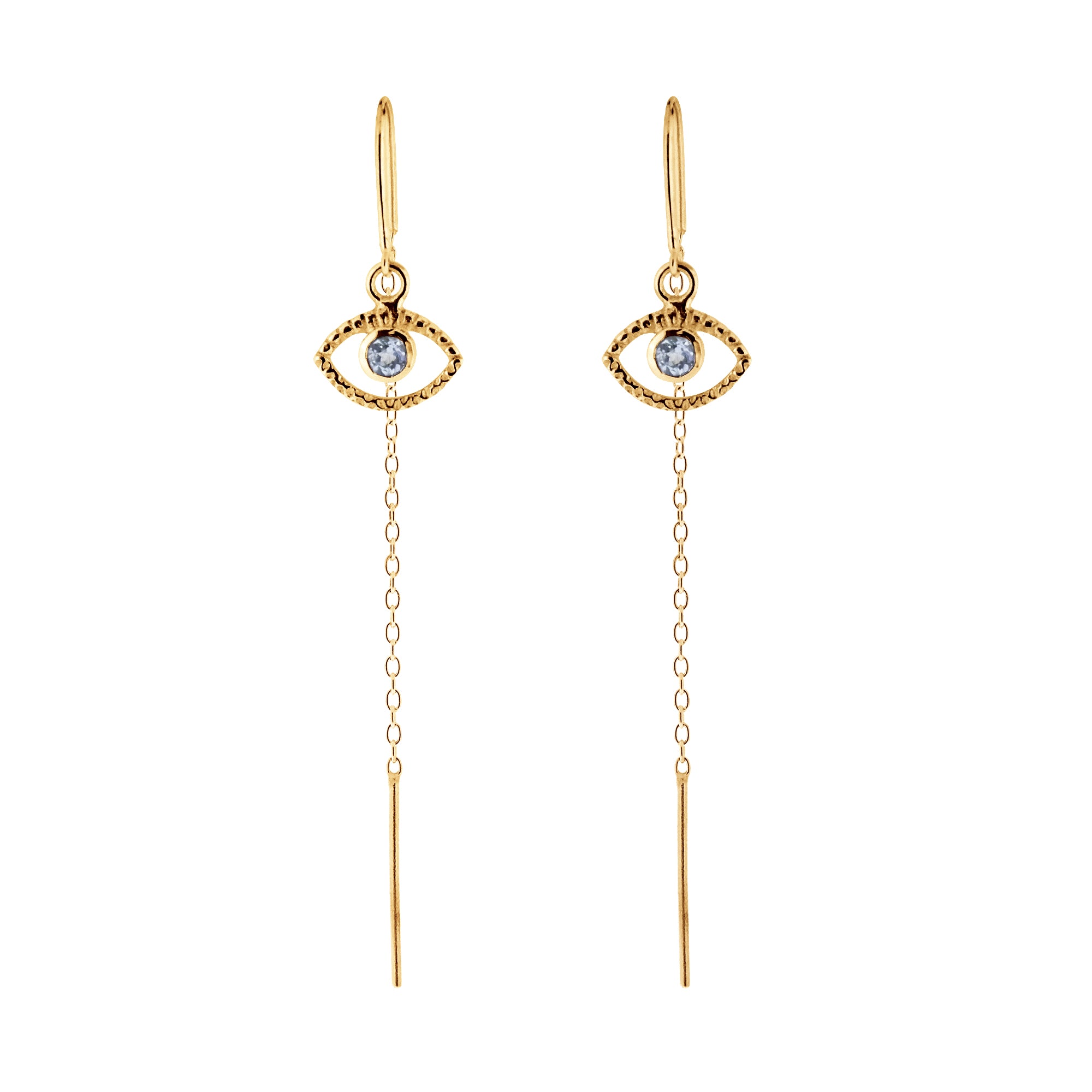 EYE OF INTUITION THREADER EARRINGS GOLD