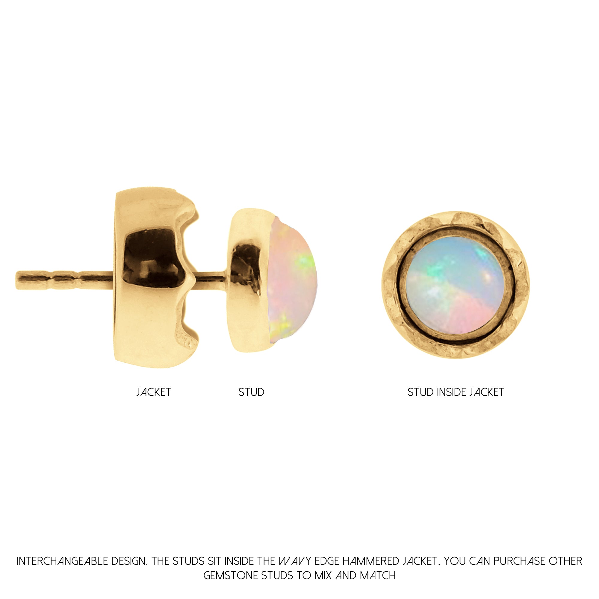 Maya Gold Opal Studs with Jacket