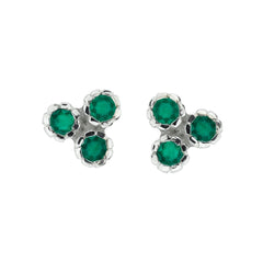 Green Onyx Silver Stud Earrings