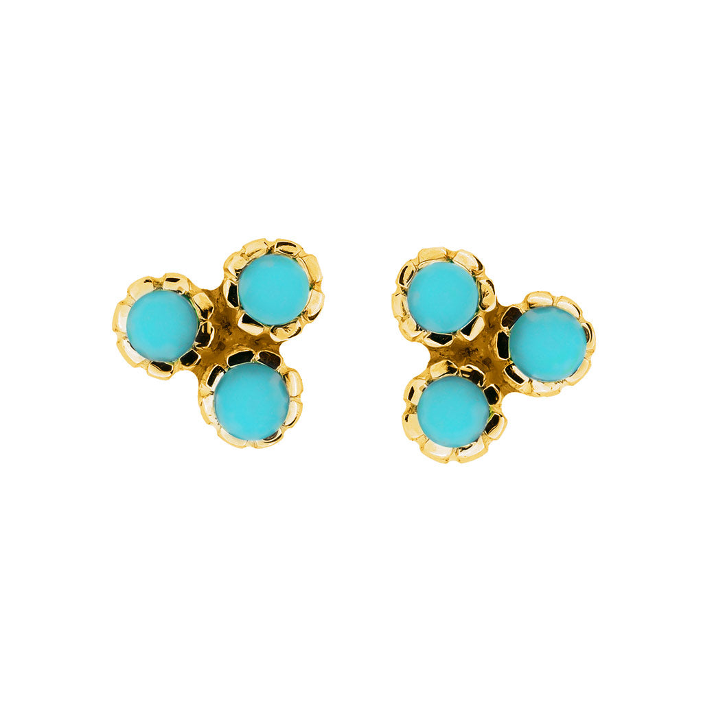 Turquoise Gold Stud Earrings
