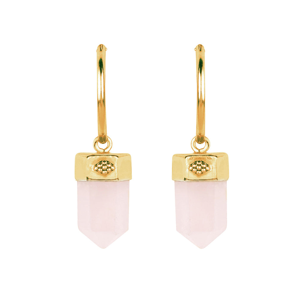 Rose Quartz Gold Hoop Earrings