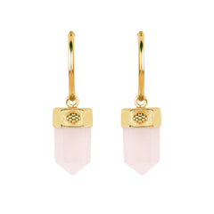 Rose Quartz Gold Hoop Earrings