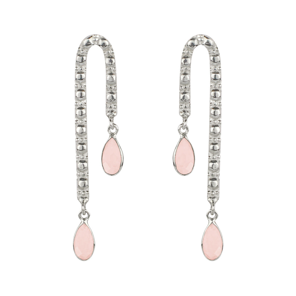Rose Quartz Silver Drop Earrings