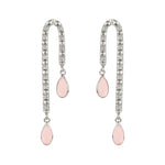Rose Quartz Silver Drop Earrings