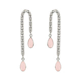 Rose Quartz Silver Drop Earrings