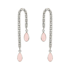 Rose Quartz Silver Drop Earrings