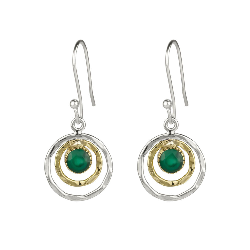 Infinity Universe Green Onyx Drop Earrings