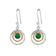 Infinity Universe Green Onyx Drop Earrings