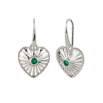 Heart Rays Green Onyx Earrings