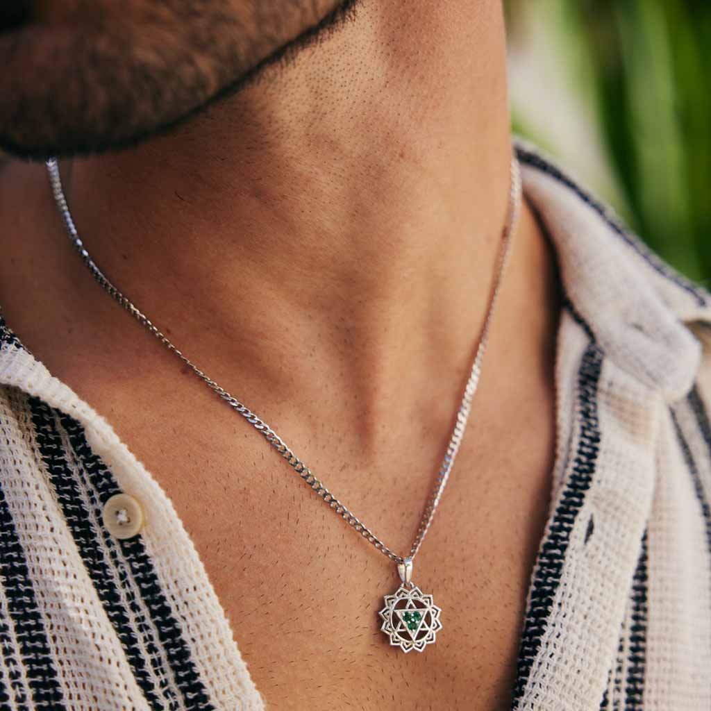 Heart Chakra Men's Necklace Cuban Chain