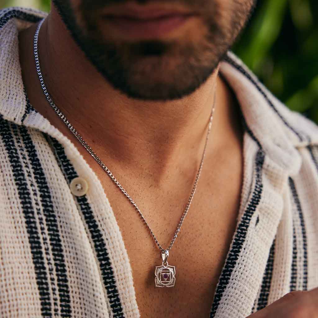 Men's Root Chakra Necklace Cuban Chain